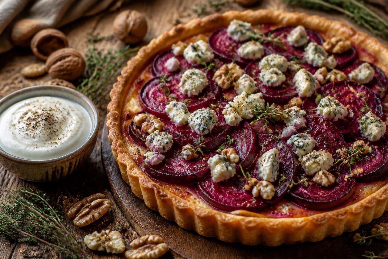 Recette de tarte betterave et fromage bleu
