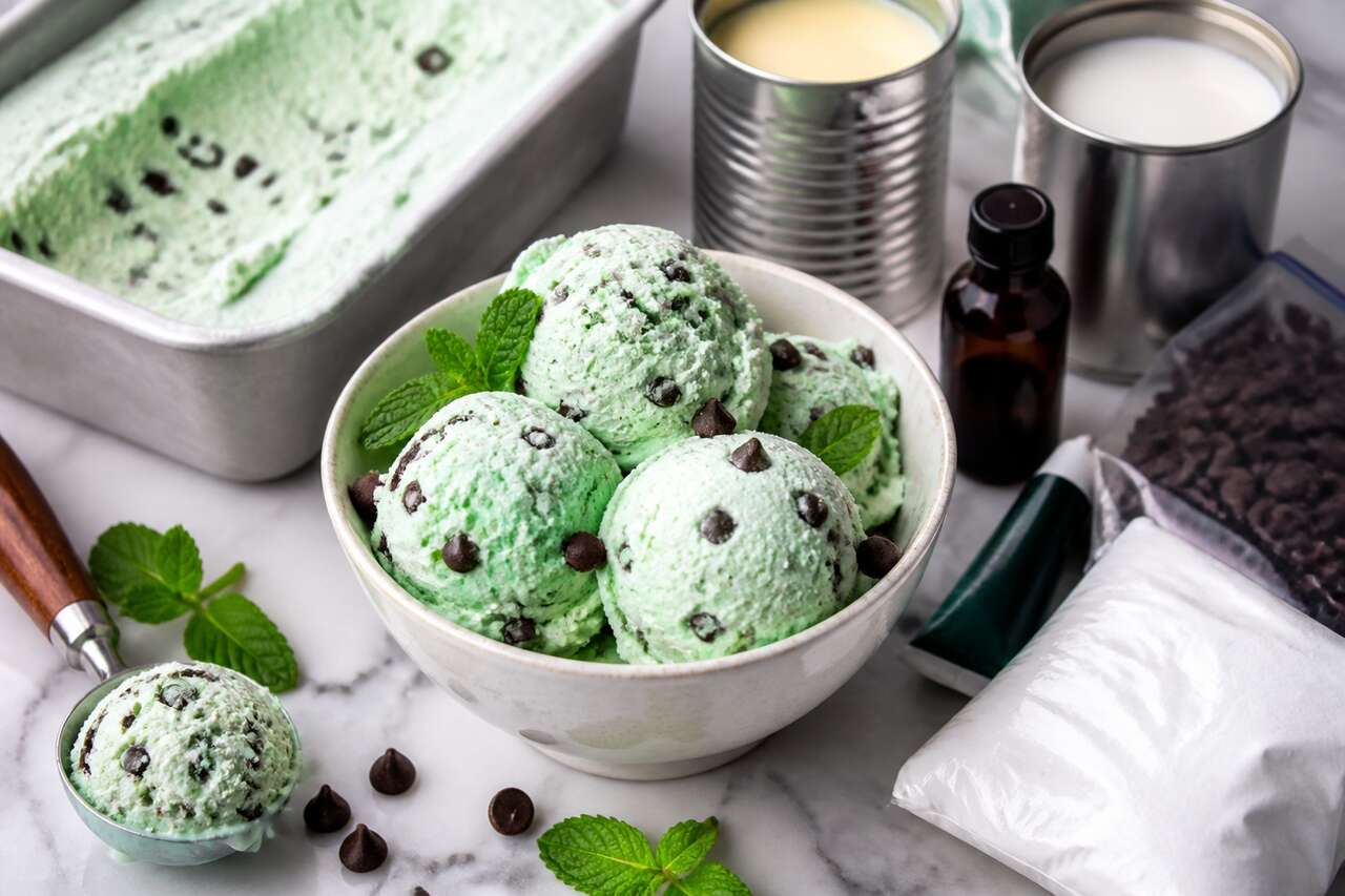 Recette de glace à la menthe et pépites de chocolat
