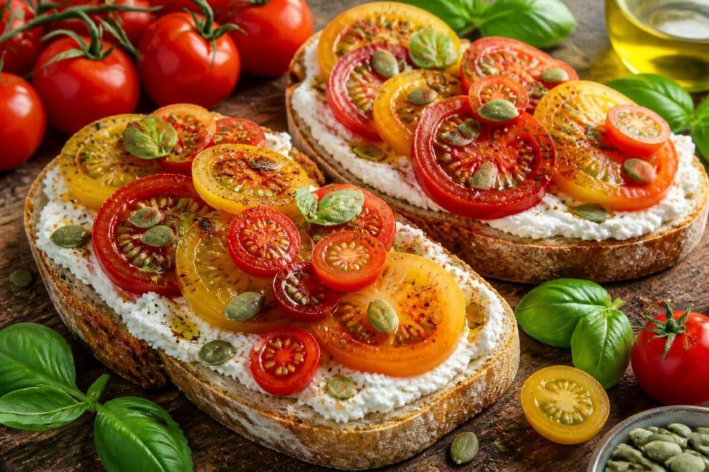 Tartines aux tomates et fromage frais : recette savoureuse