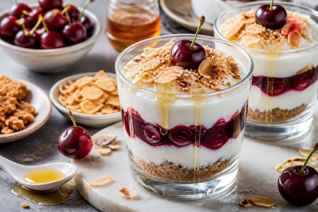 Verrines cerises fromage blanc facile