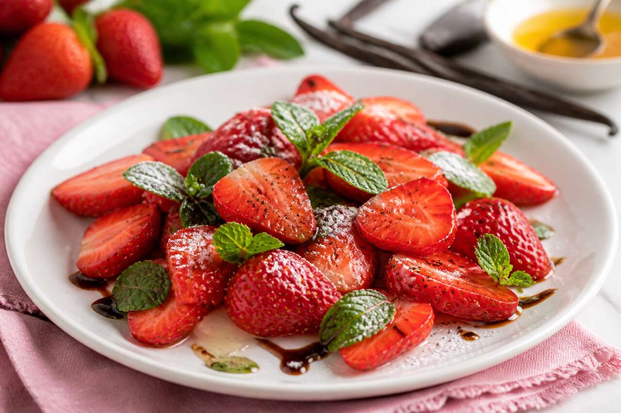 Recette : salade de fraises et menthe fraîche