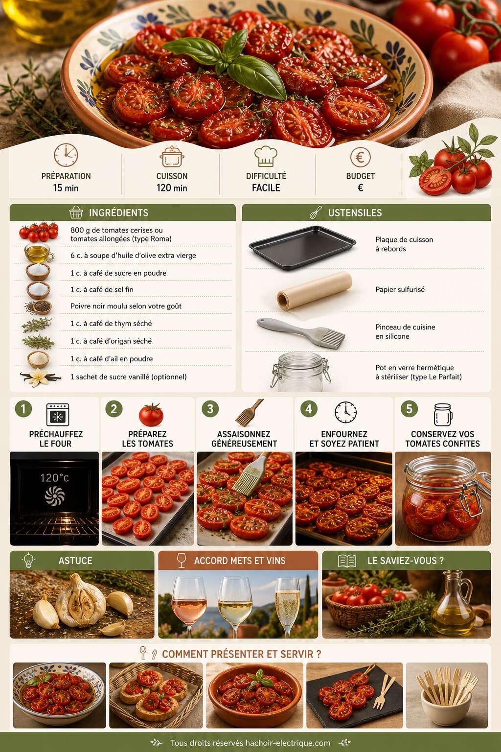 Fiche recette Recette facile de tomates confites maison