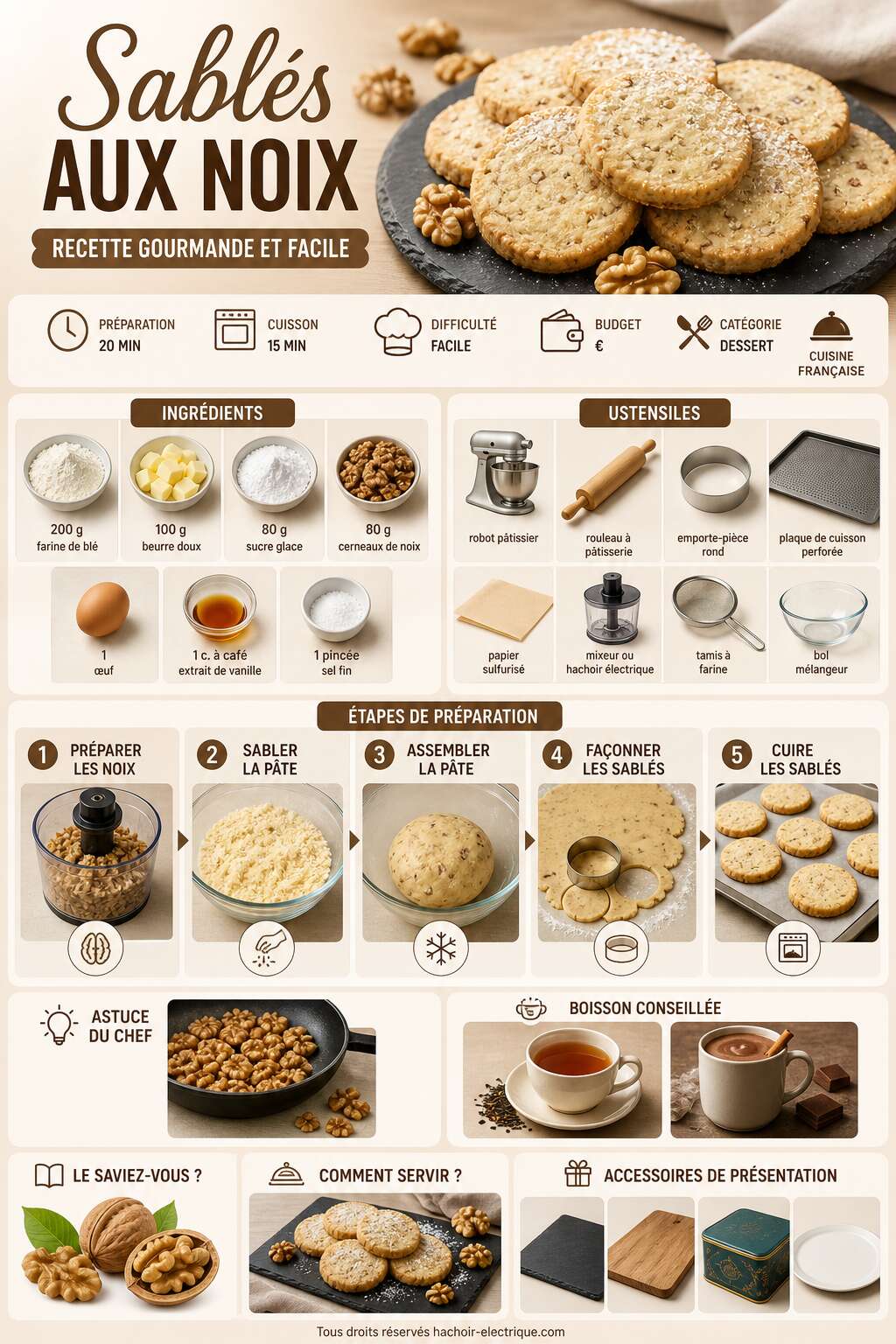 Fiche recette Sablés Aux Noix : recette Gourmande Et Facile Fiche recette Sablés Aux Noix : recette Gourmande Et Facile