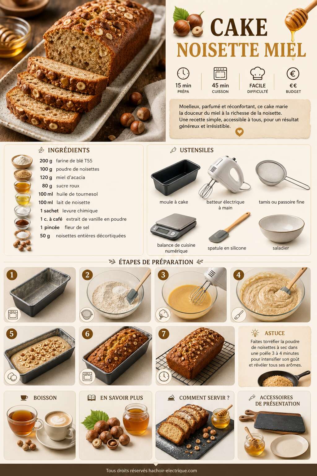 Fiche recette Recette de cake noisette miel Fiche recette Recette de cake noisette miel