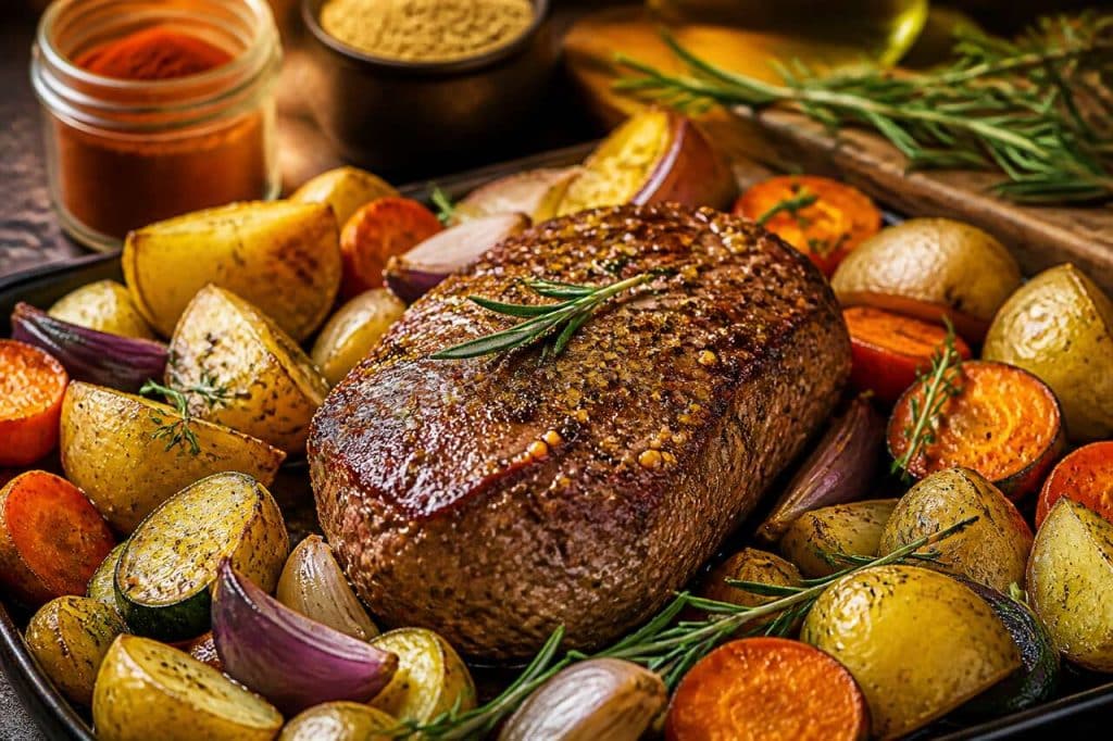 Filet mignon au four : légumes rôtis et épices