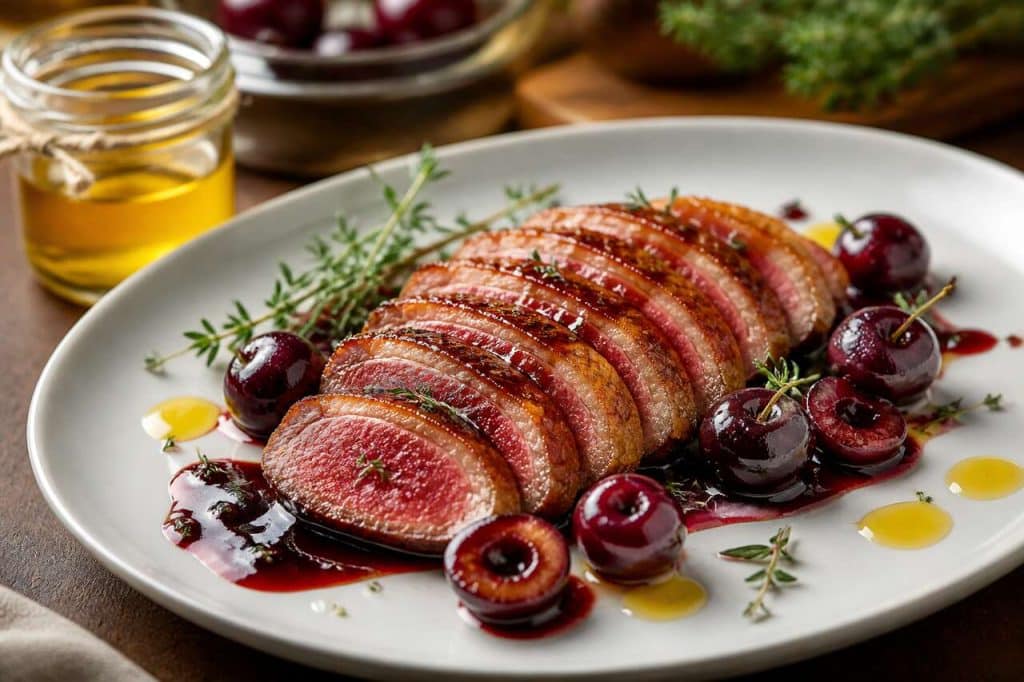 Magret de canard aux cerises : recette gourmande et facile