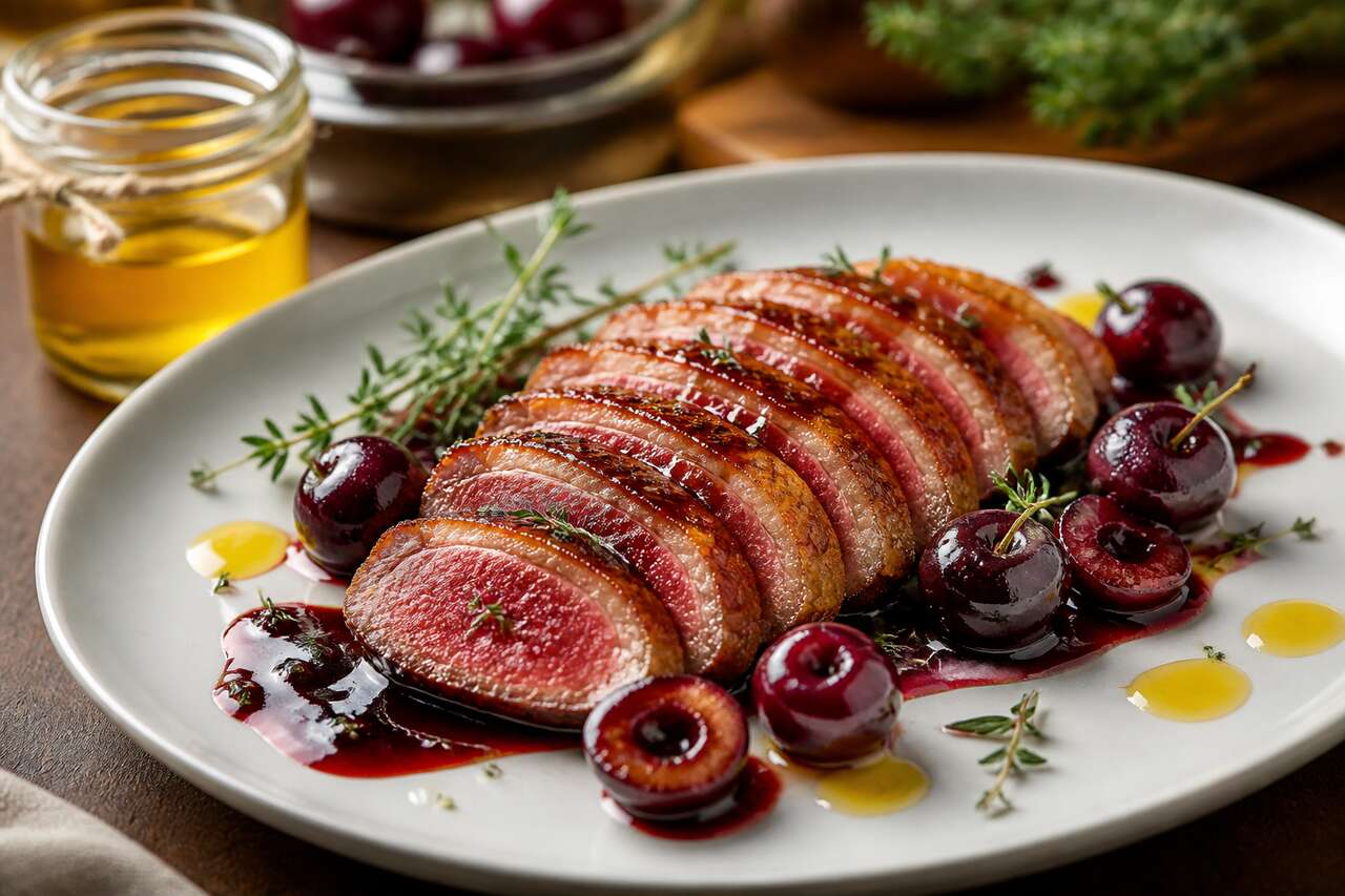 Magret de canard aux cerises : recette gourmande et facile