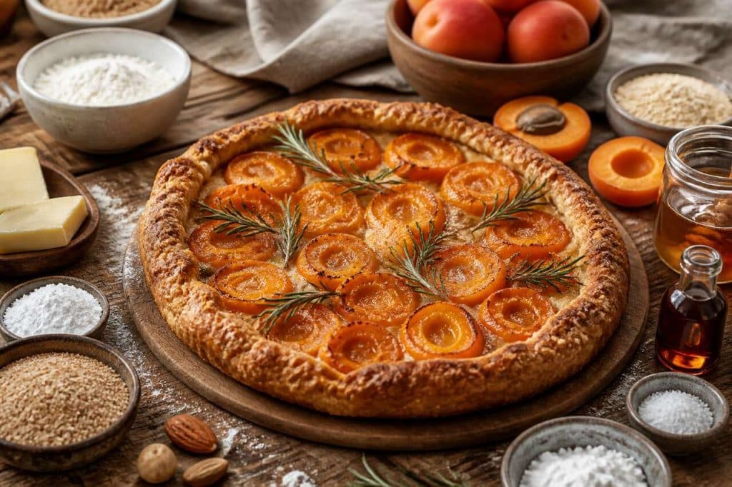 Tarte rustique aux abricots et romarin