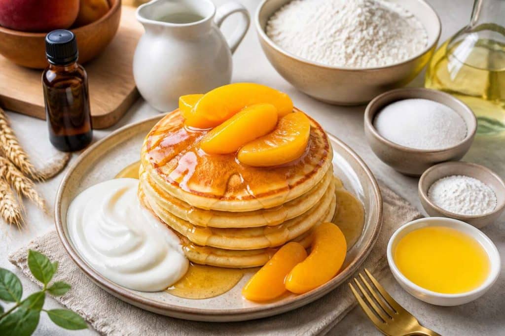 Pancakes au miel, pĂȘches et yaourt : une recette gourmande