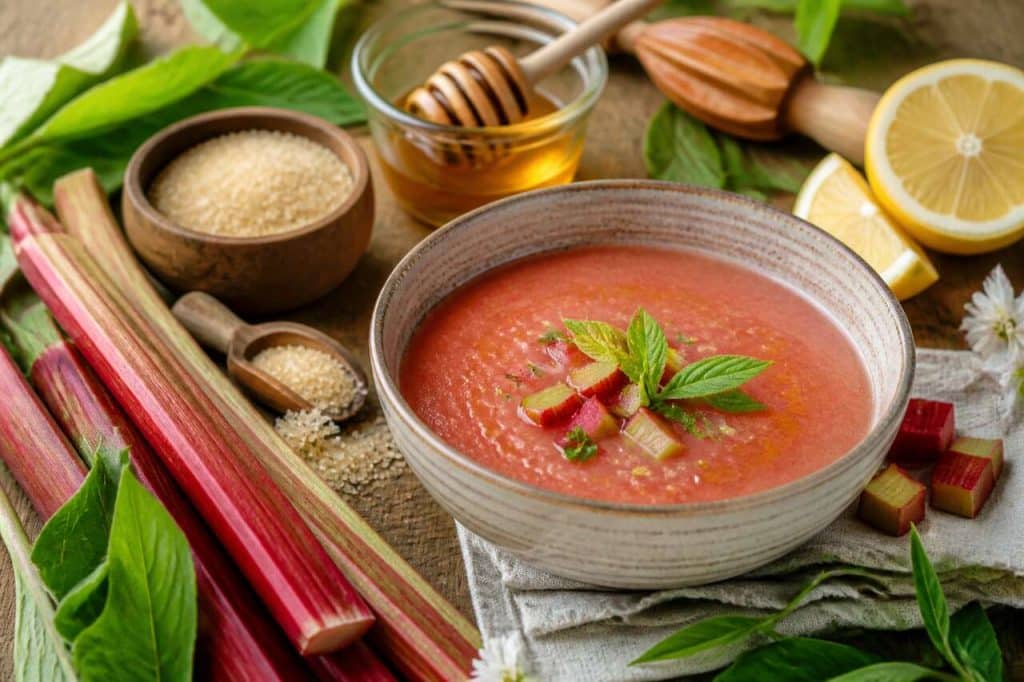 Soupe rhubarbe-verveine : recette facile et savoureuse