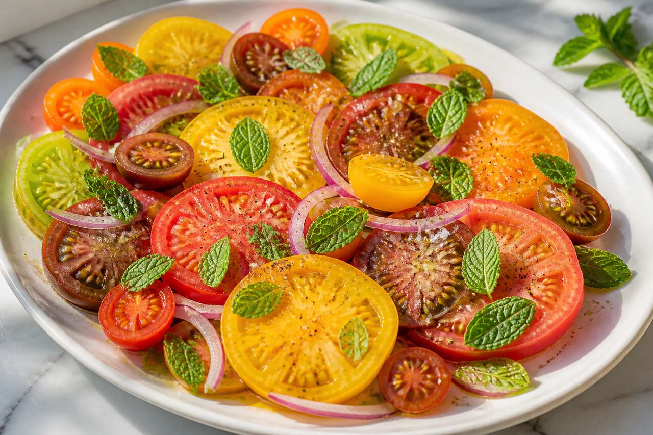 Salade de tomates anciennes et menthe fraîche : une recette gourmande