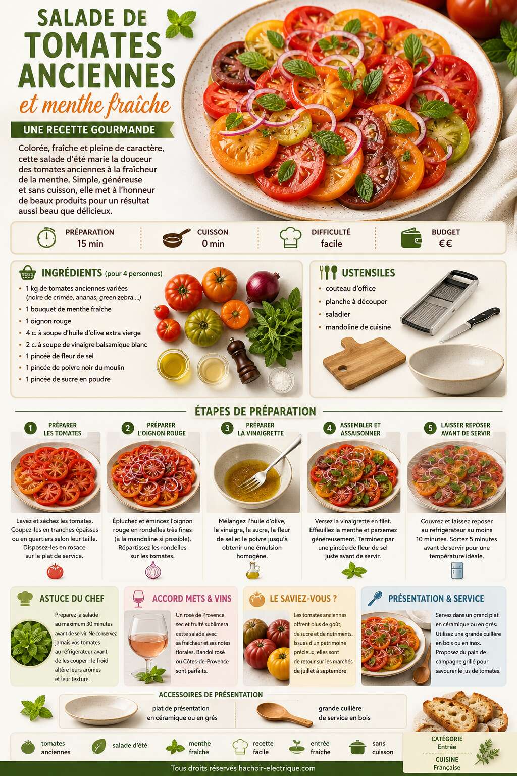 Fiche recette Salade de tomates anciennes et menthe fra&icirc;che : une recette gourmande