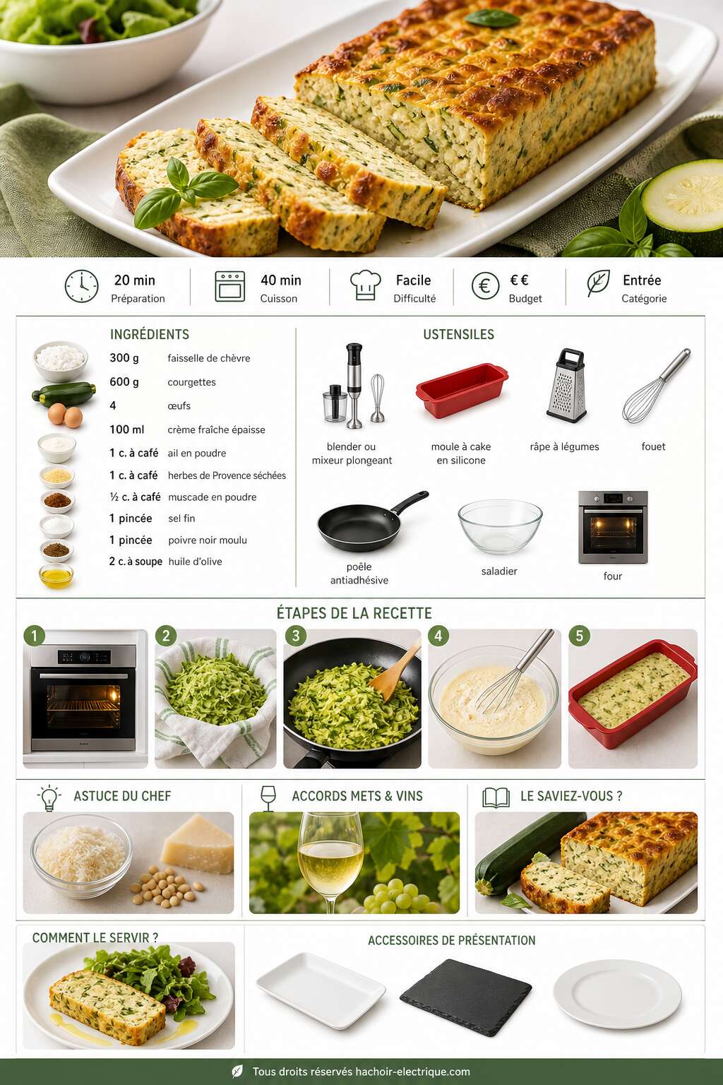 Fiche recette Flan de courgettes &agrave; la faisselle de ch&egrave;vre