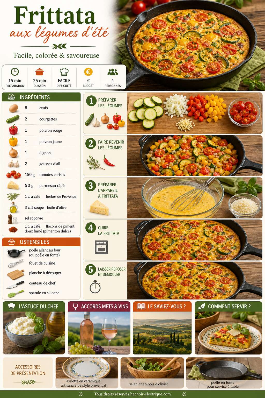 Fiche recette Frittata aux l&eacute;gumes d'&eacute;t&eacute; : recette facile et savoureuse