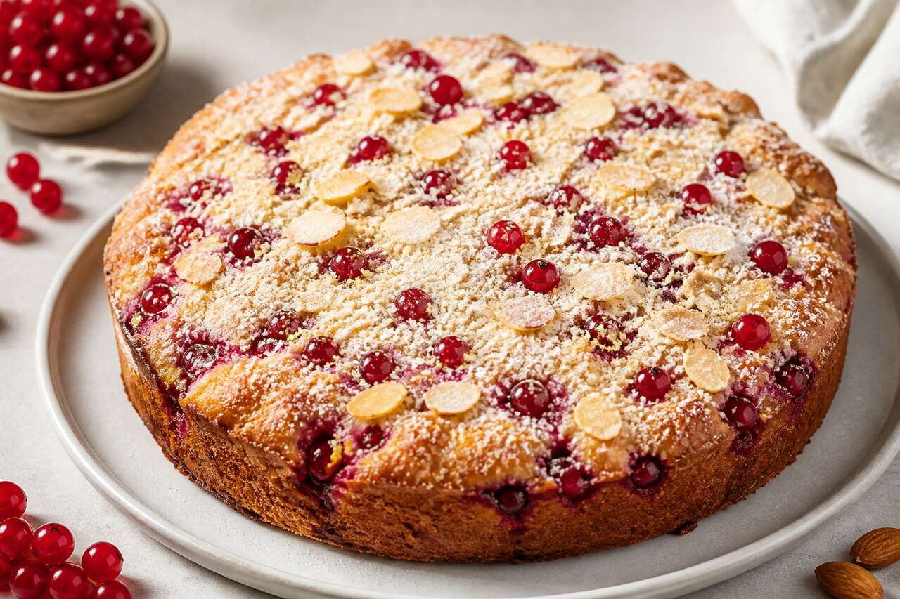 Cake moelleux aux groseilles et amandes