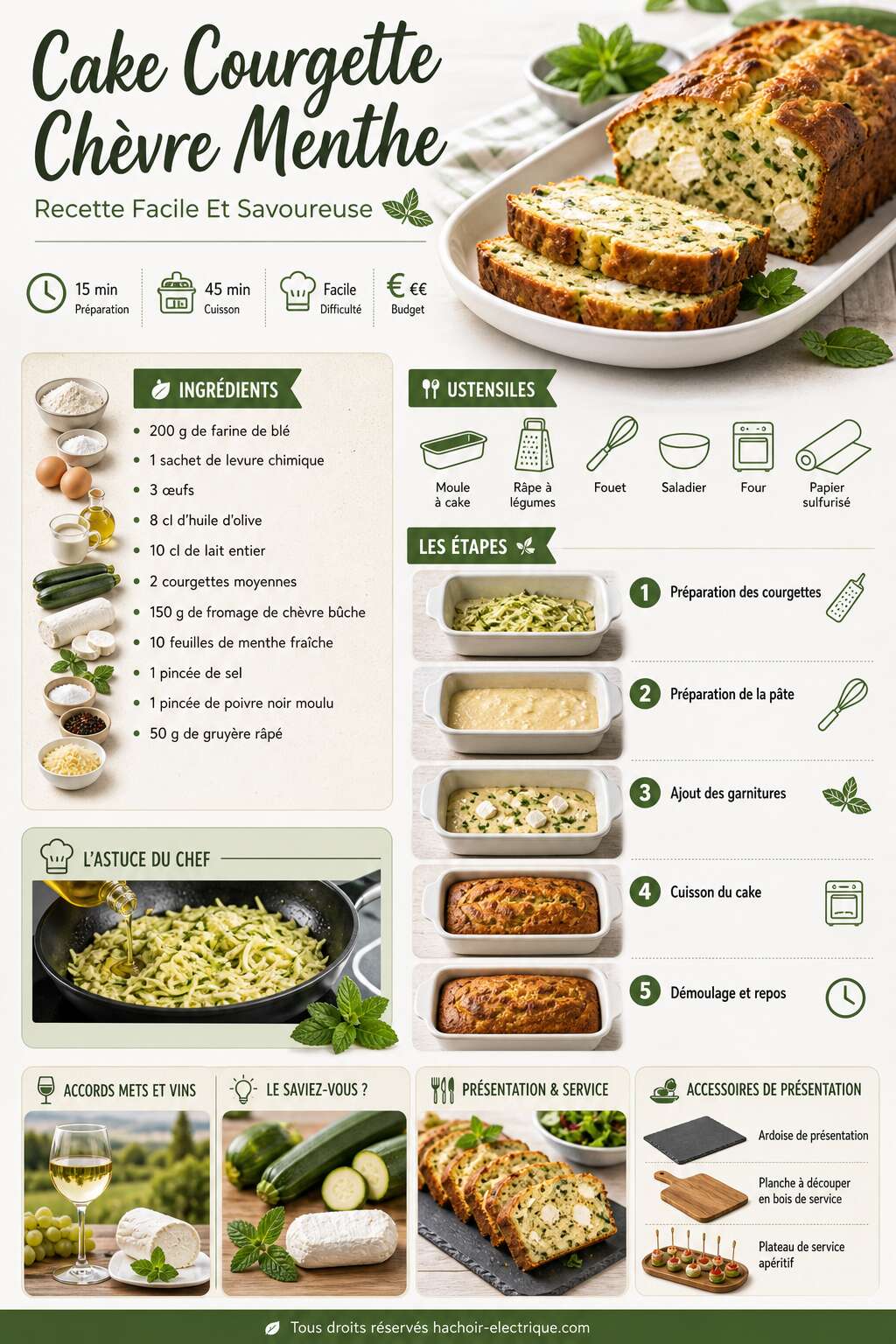 Fiche recette Cake Courgette Chèvre Menthe : recette Facile Et Savoureuse Fiche recette Cake Courgette Chèvre Menthe : recette Facile Et Savoureuse
