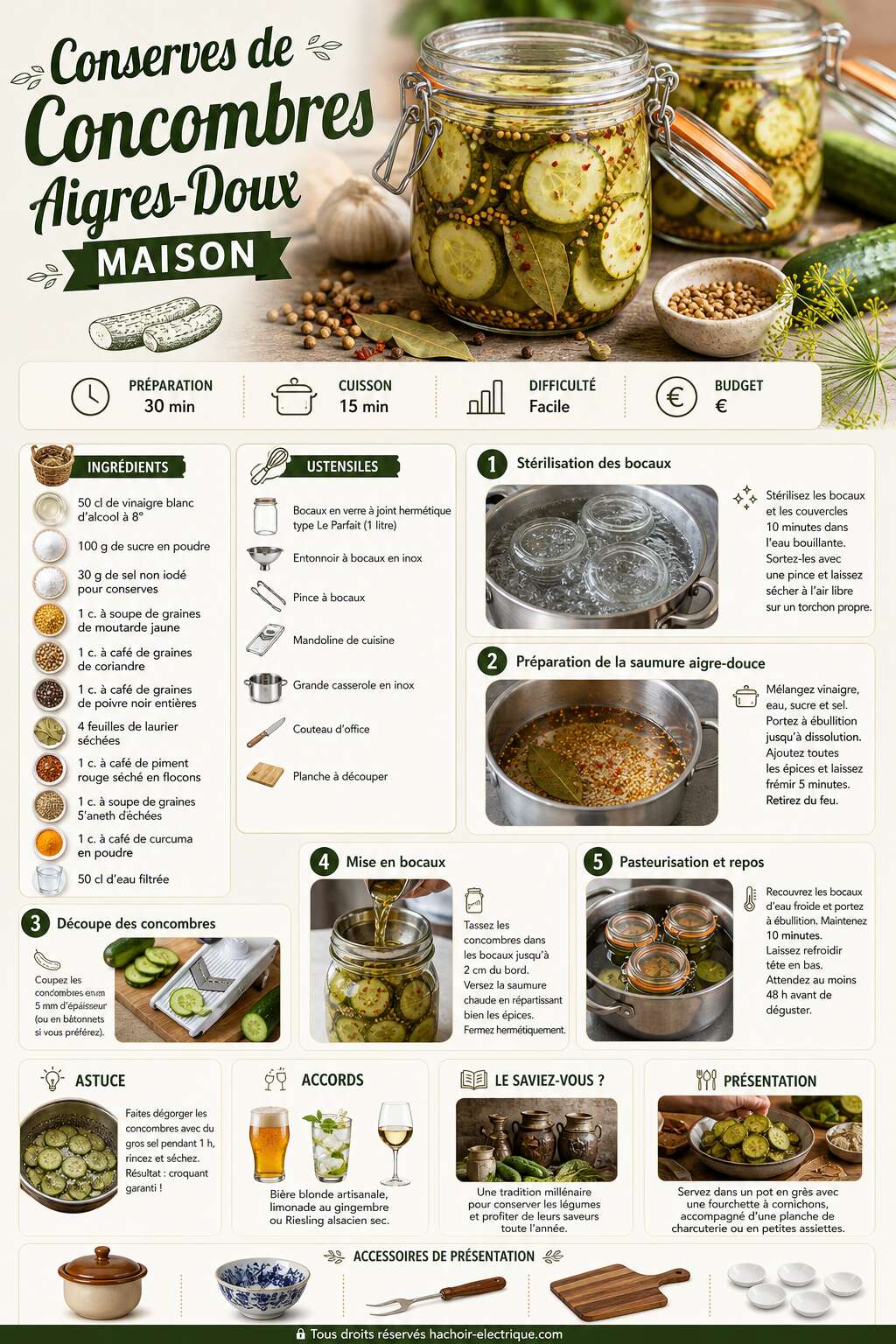 Fiche recette Recette de conserves de concombres aigres-doux maison Fiche recette Recette de conserves de concombres aigres-doux maison