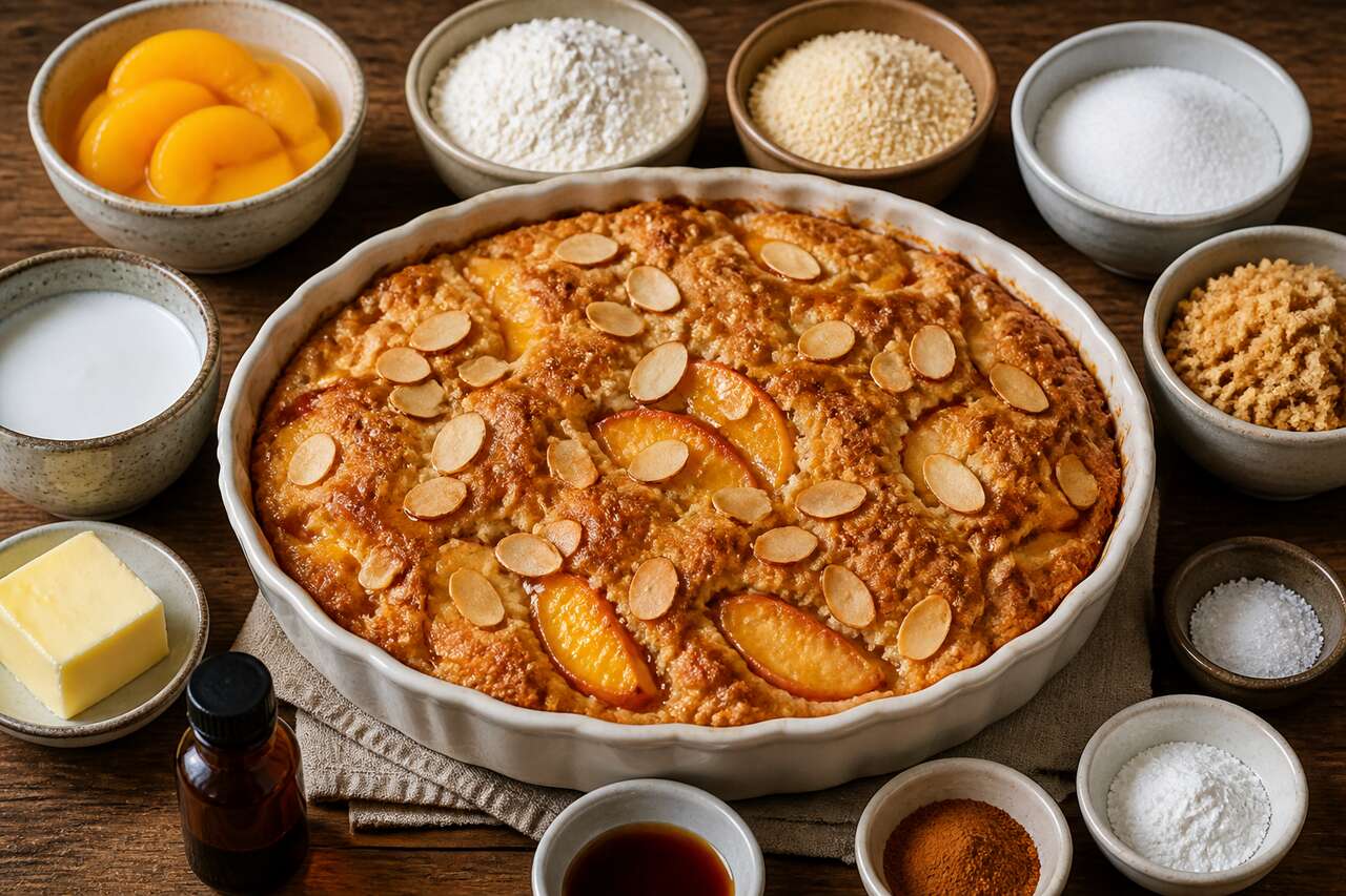 Cobbler aux pêches et amande : recette facile et gourmande