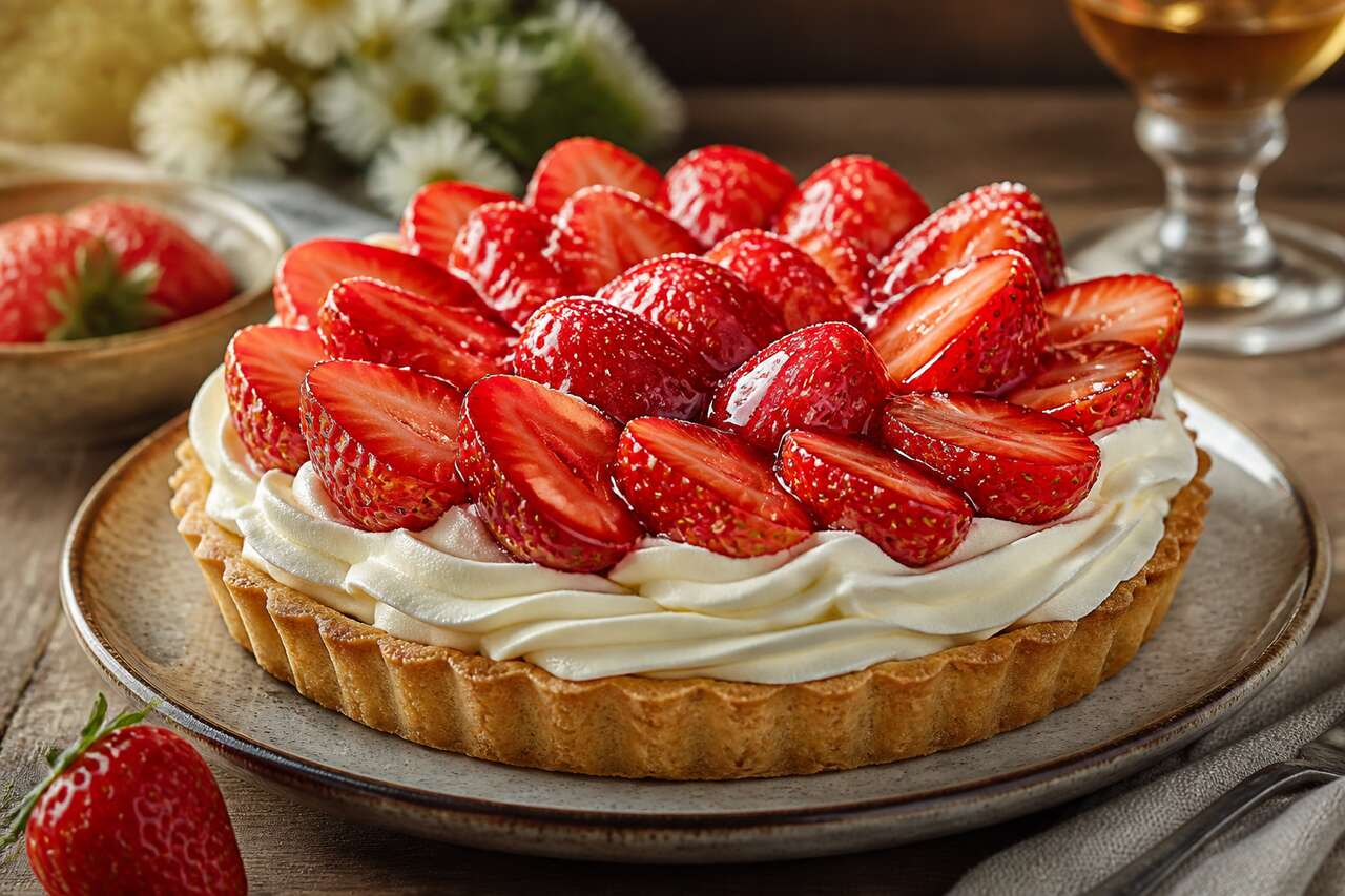 Tarte aux fraises : recette à la chantilly et Armagnac