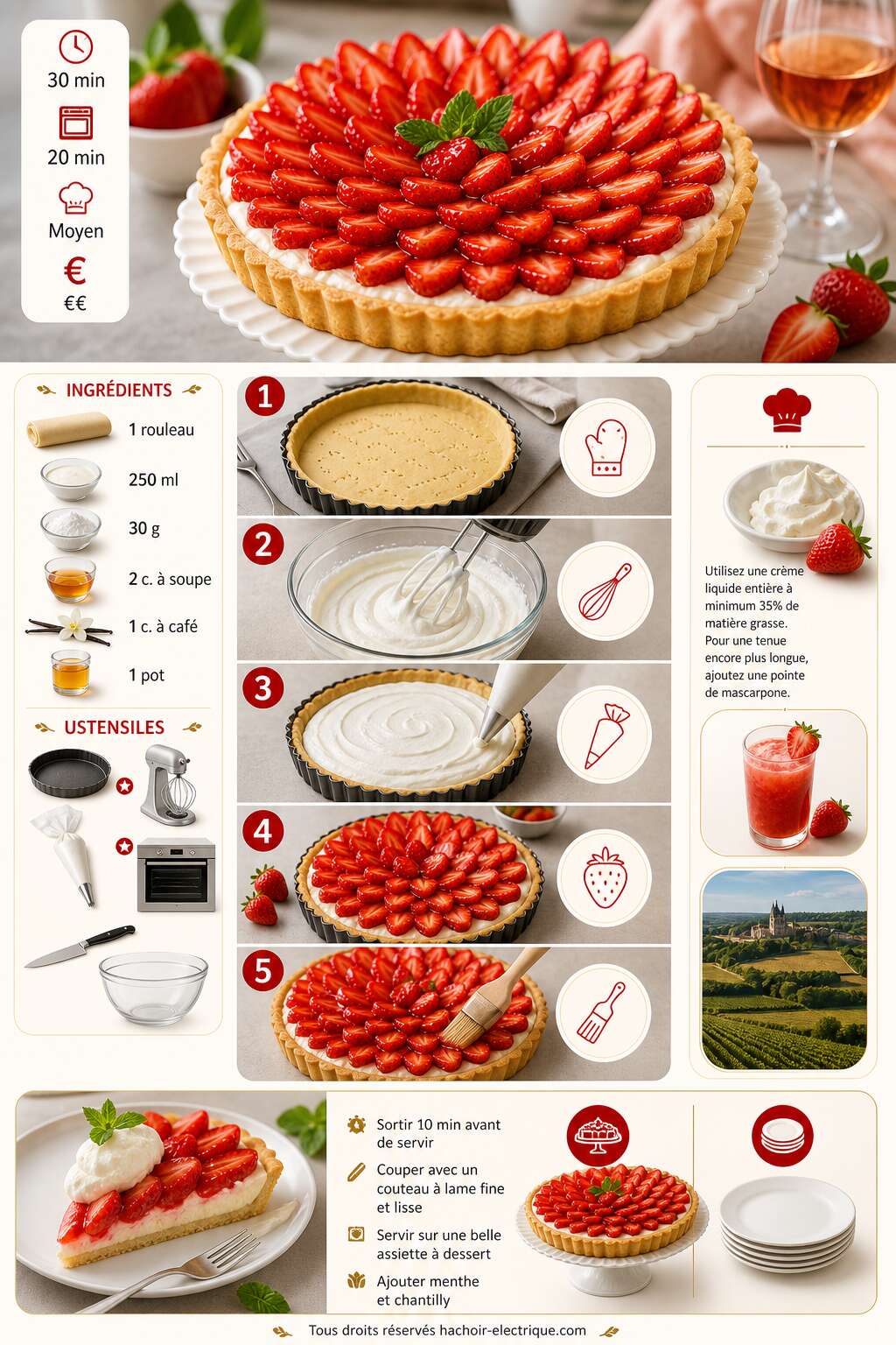 Fiche recette Tarte aux fraises : recette à la chantilly et Armagnac Fiche recette Tarte aux fraises : recette à la chantilly et Armagnac