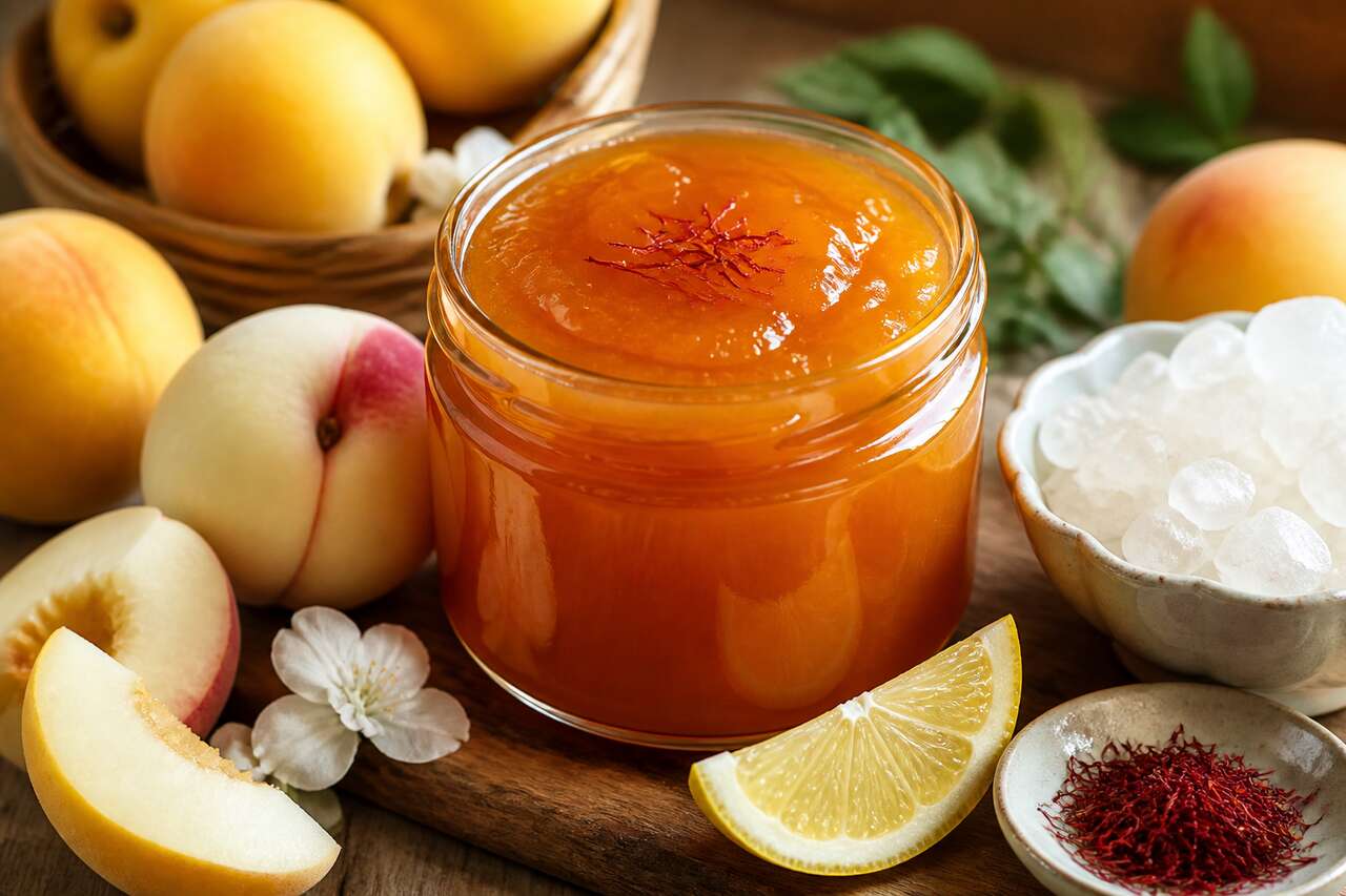 Confiture de pêches au safran maison