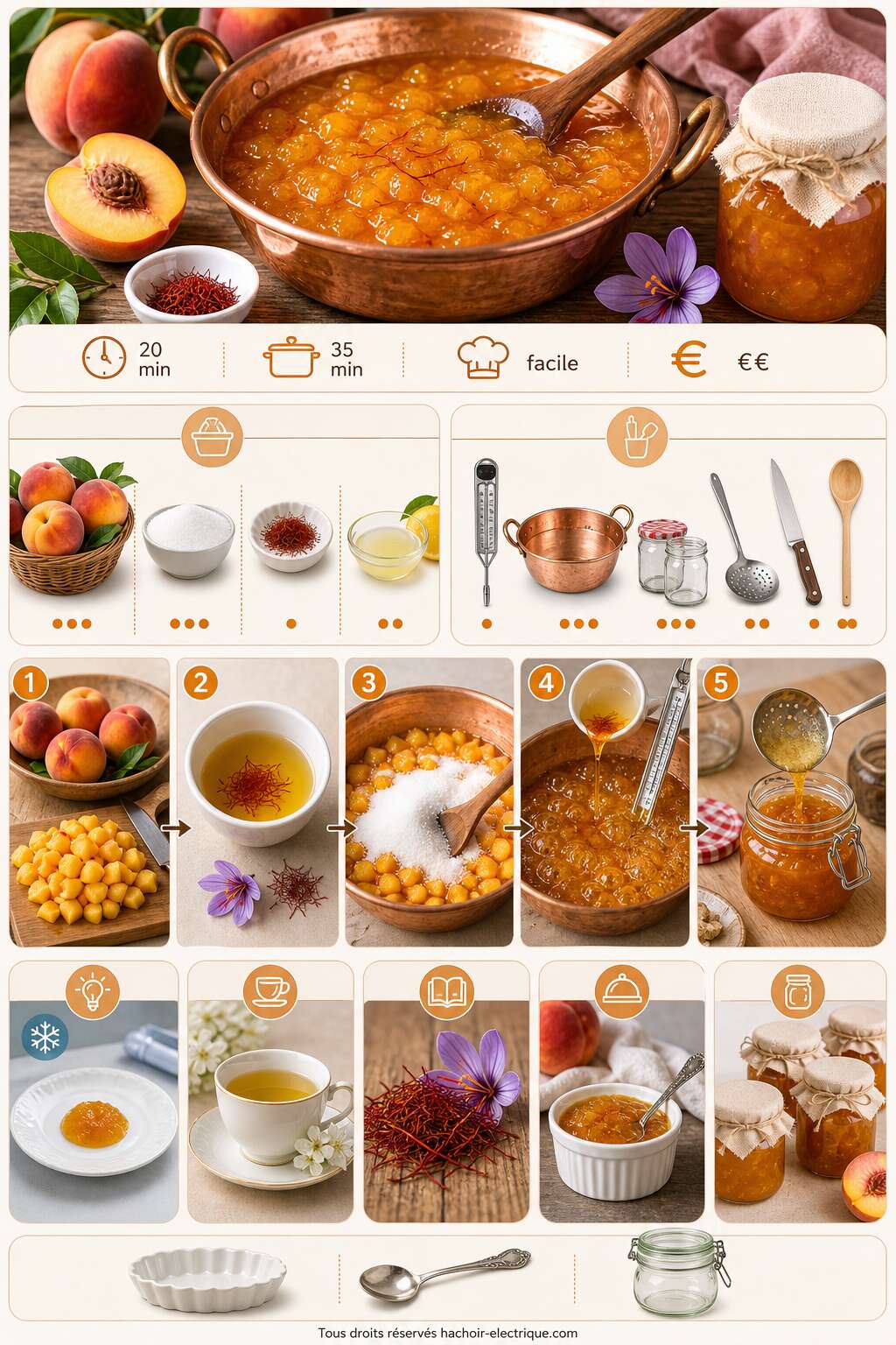 Fiche recette Confiture de pêches au safran maison Fiche recette Confiture de pêches au safran maison