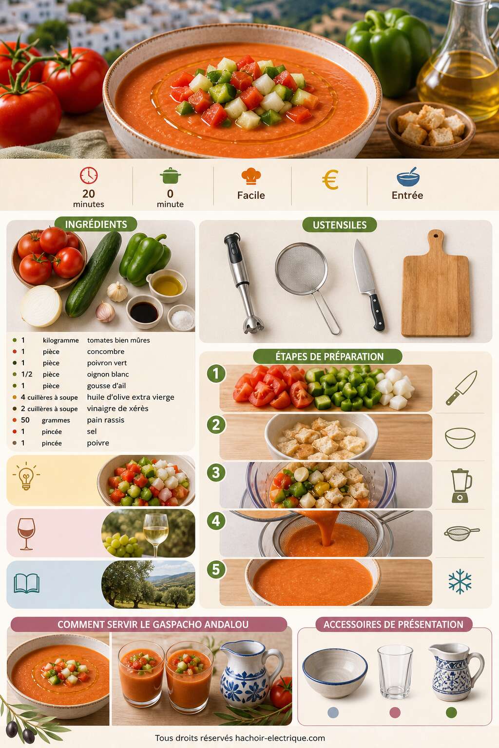 Fiche recette Recette De Gaspacho Andalou Facile Fiche recette Recette De Gaspacho Andalou Facile