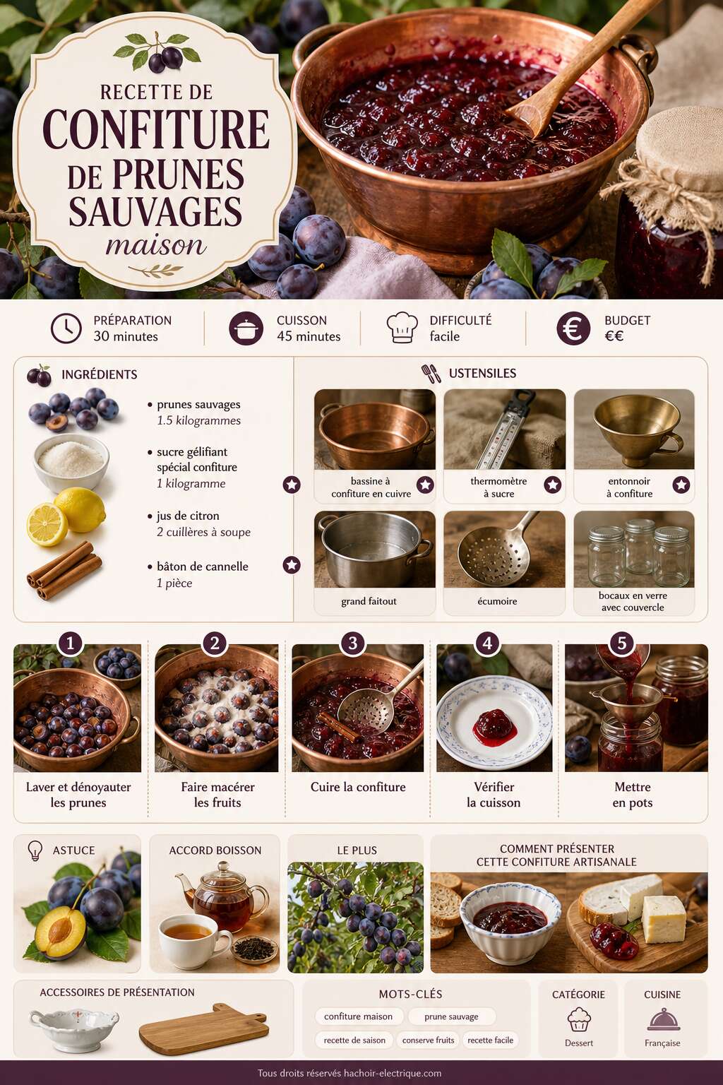 Fiche recette Recette de confiture de prunes sauvages maison Fiche recette Recette de confiture de prunes sauvages maison