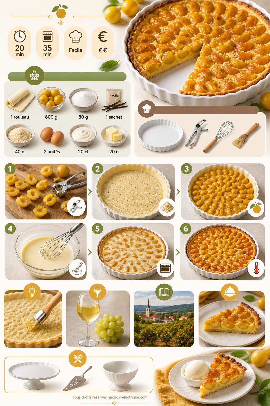 Fiche recette Recette facile : tarte aux mirabelles Fiche recette Recette facile : tarte aux mirabelles