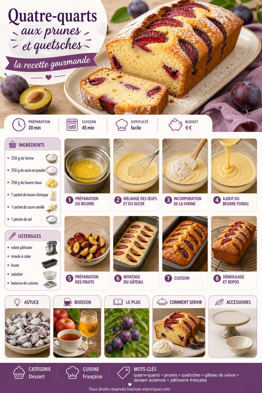 Fiche recette Quatre-quarts aux prunes et quetsches : la recette gourmande Fiche recette Quatre-quarts aux prunes et quetsches : la recette gourmande