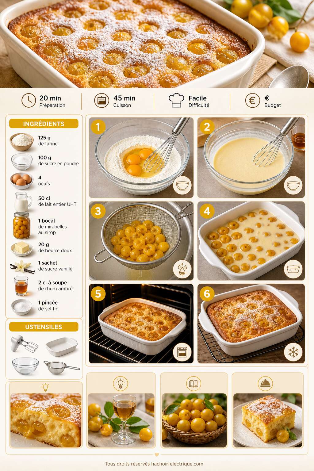 Fiche recette Far aux mirabelles : dessert facile et savoureux Fiche recette Far aux mirabelles : dessert facile et savoureux