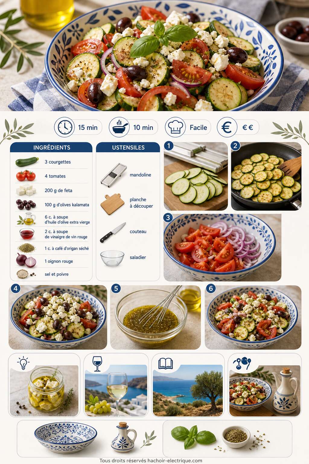 Fiche recette Salade de courgette, tomate et feta : recette grecque savoureuse