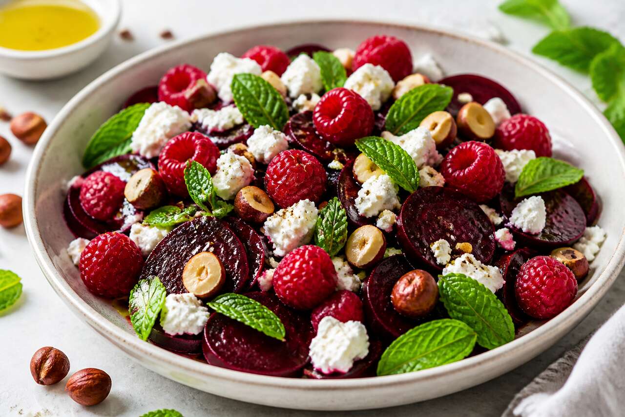 Salade de Betteraves, framboises et Menthe fraîche : recette estivale fraîche