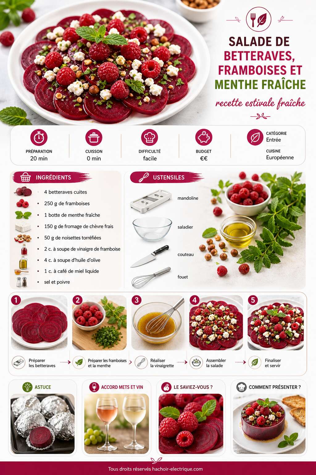 Fiche recette Salade de Betteraves, framboises et Menthe fraîche : recette estivale fraîche Fiche recette Salade de Betteraves, framboises et Menthe fraîche : recette estivale fraîche