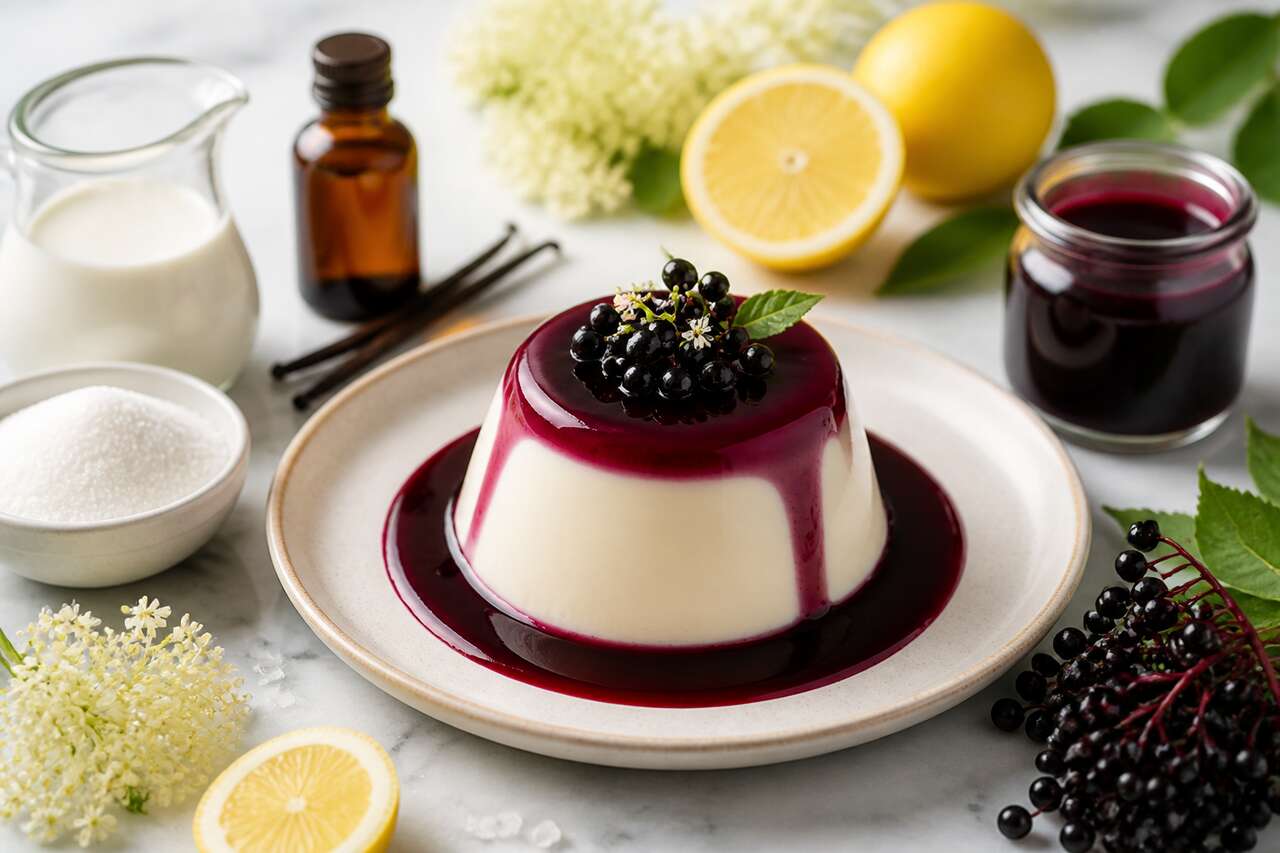 Recette de panna cotta au sureau noir : coulis gourmand