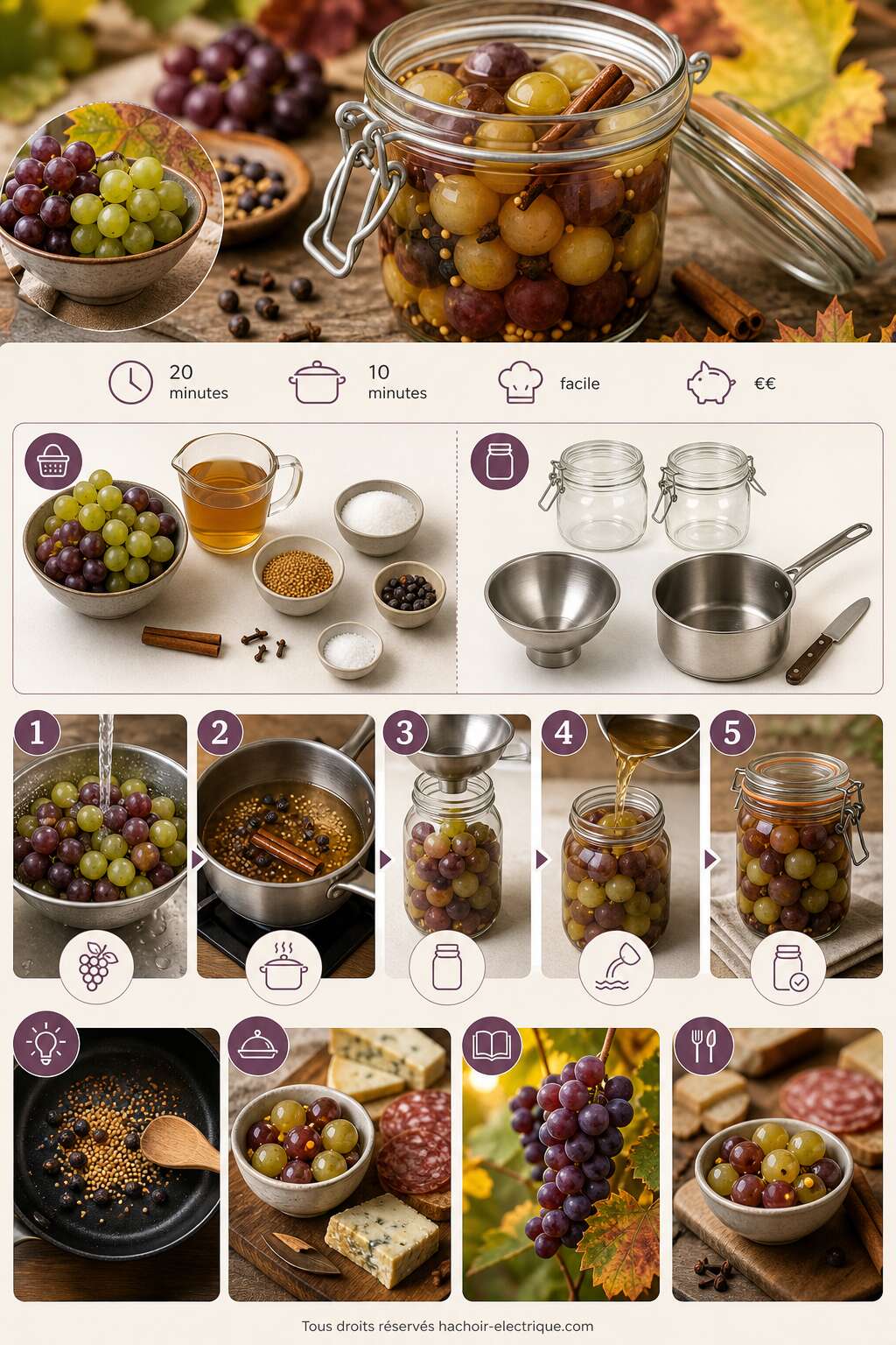 Fiche recette Conserve de raisins frais : la recette de pickles maison Fiche recette Conserve de raisins frais : la recette de pickles maison