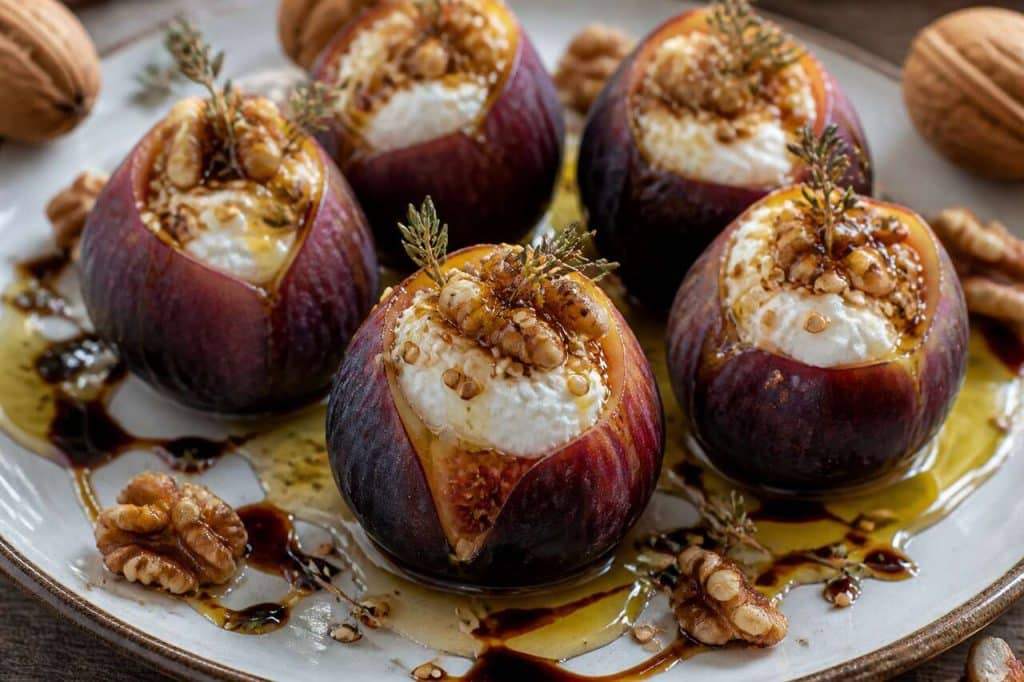 Figues farcies au chèvre et sésame : recette gourmande