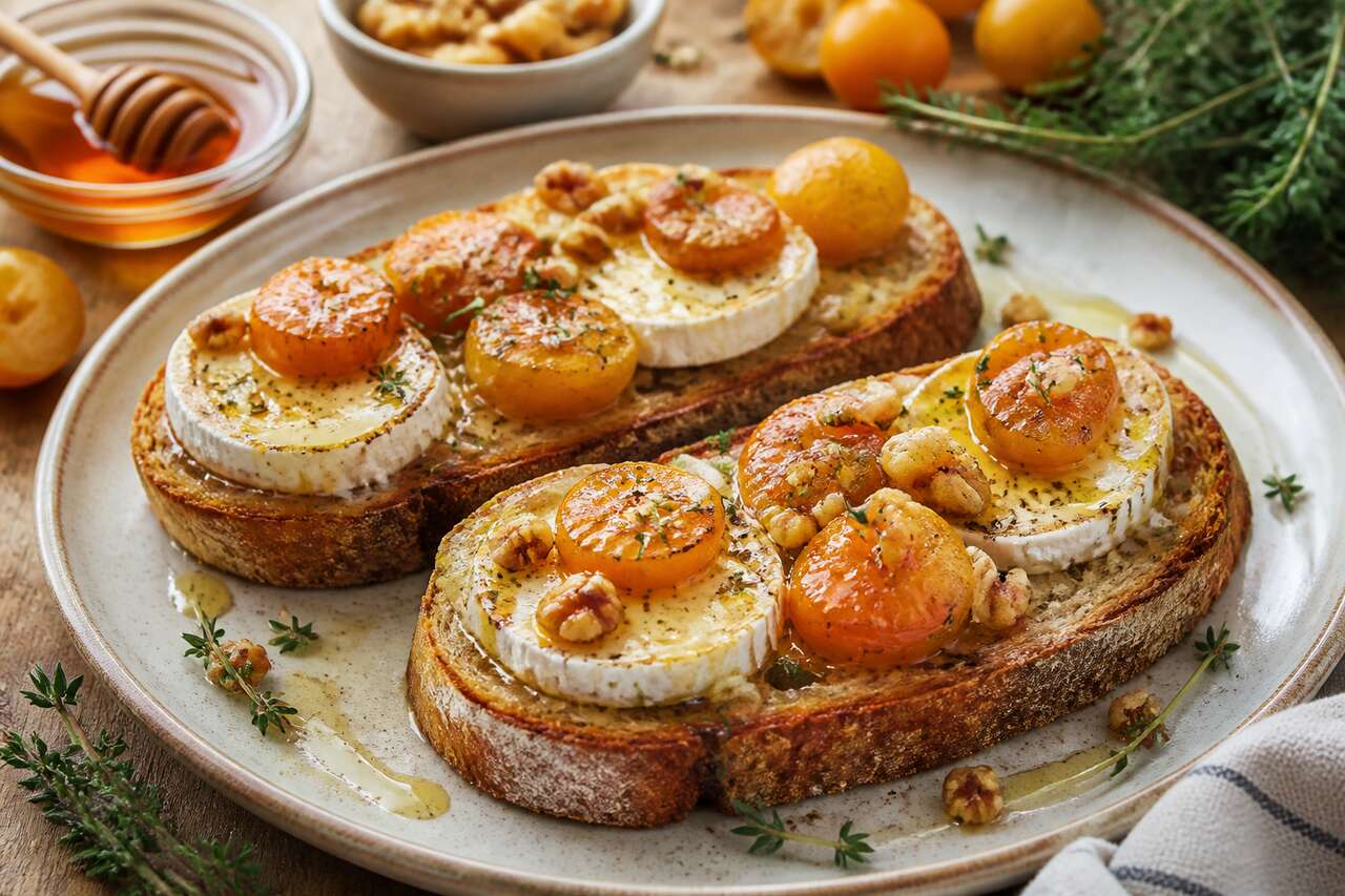 Tartines mirabelles, chèvre et miel : délice gourmand