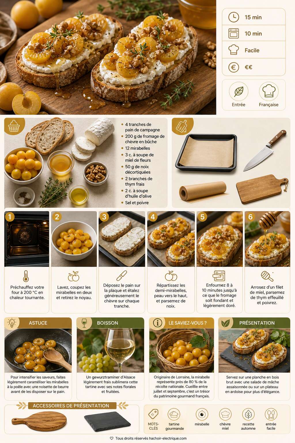 Fiche recette Tartines mirabelles, chèvre et miel : délice gourmand Fiche recette Tartines mirabelles, chèvre et miel : délice gourmand