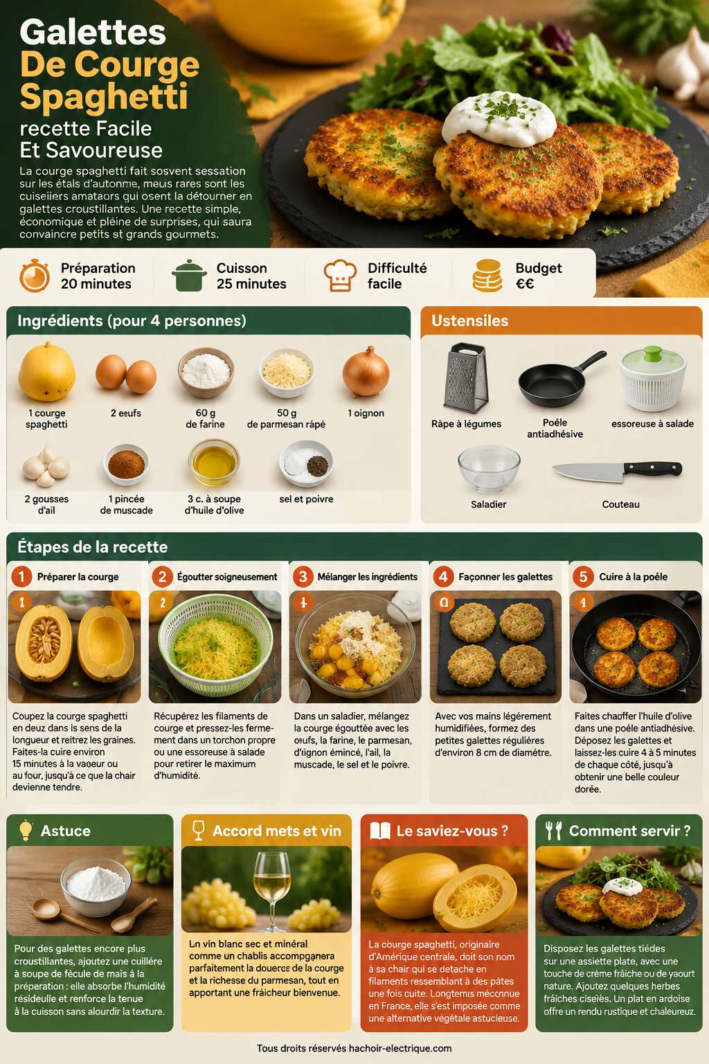 Fiche recette Galettes De Courge Spaghetti : recette Facile Et Savoureuse