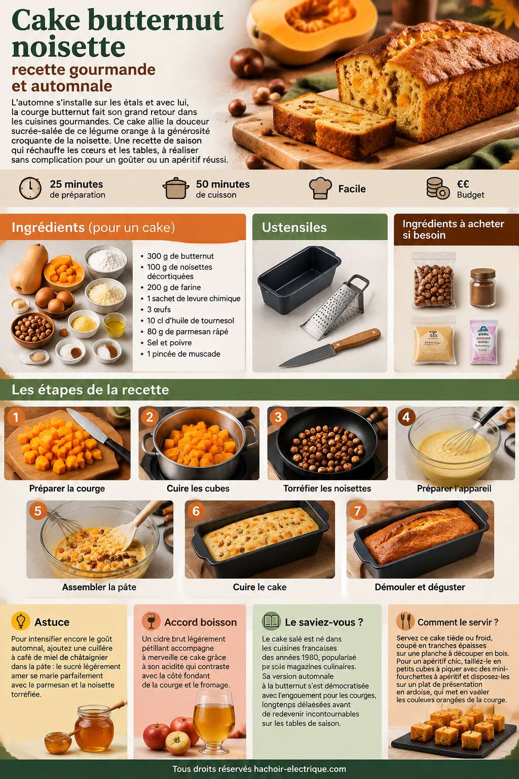 Fiche recette Cake butternut noisette : recette gourmande et automnale Fiche recette Cake butternut noisette : recette gourmande et automnale