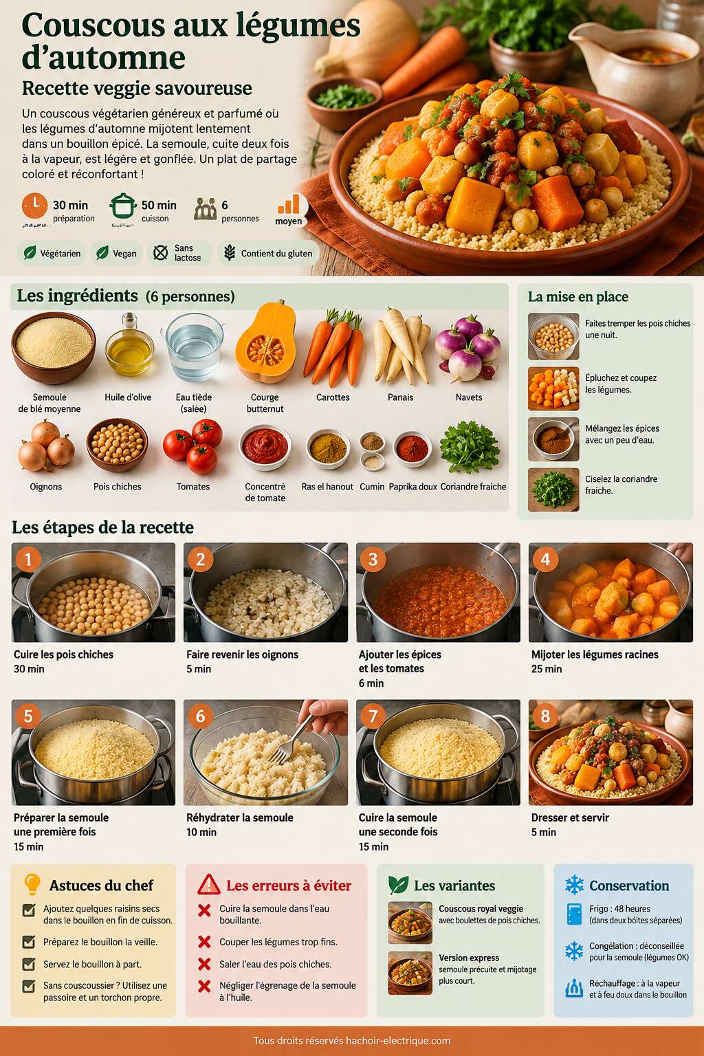 Fiche recette Couscous aux légumes d'automne : recette veggie savoureuse Fiche recette Couscous aux légumes d'automne : recette veggie savoureuse