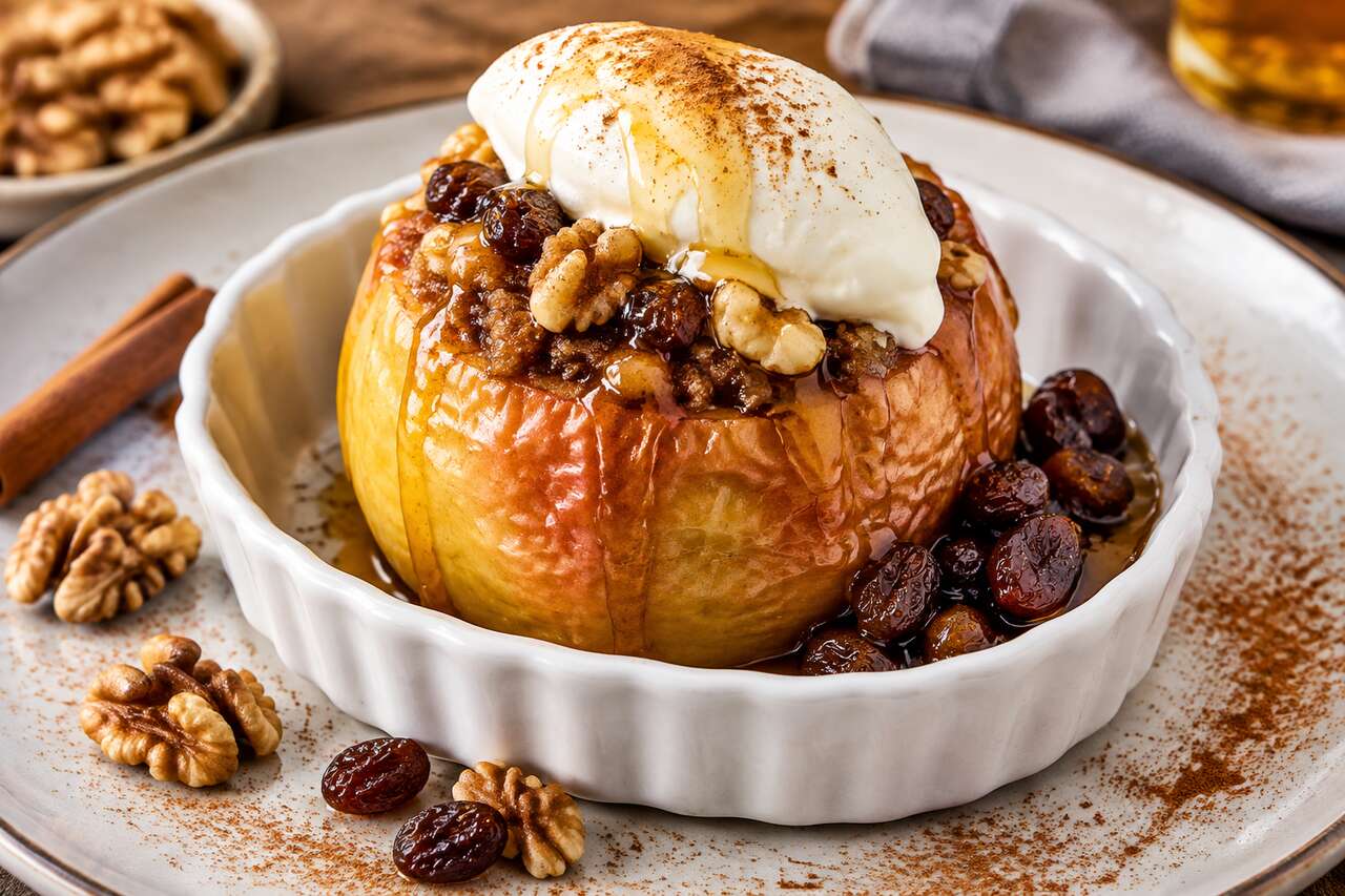 Pommes au four aux noix : recette gourmande