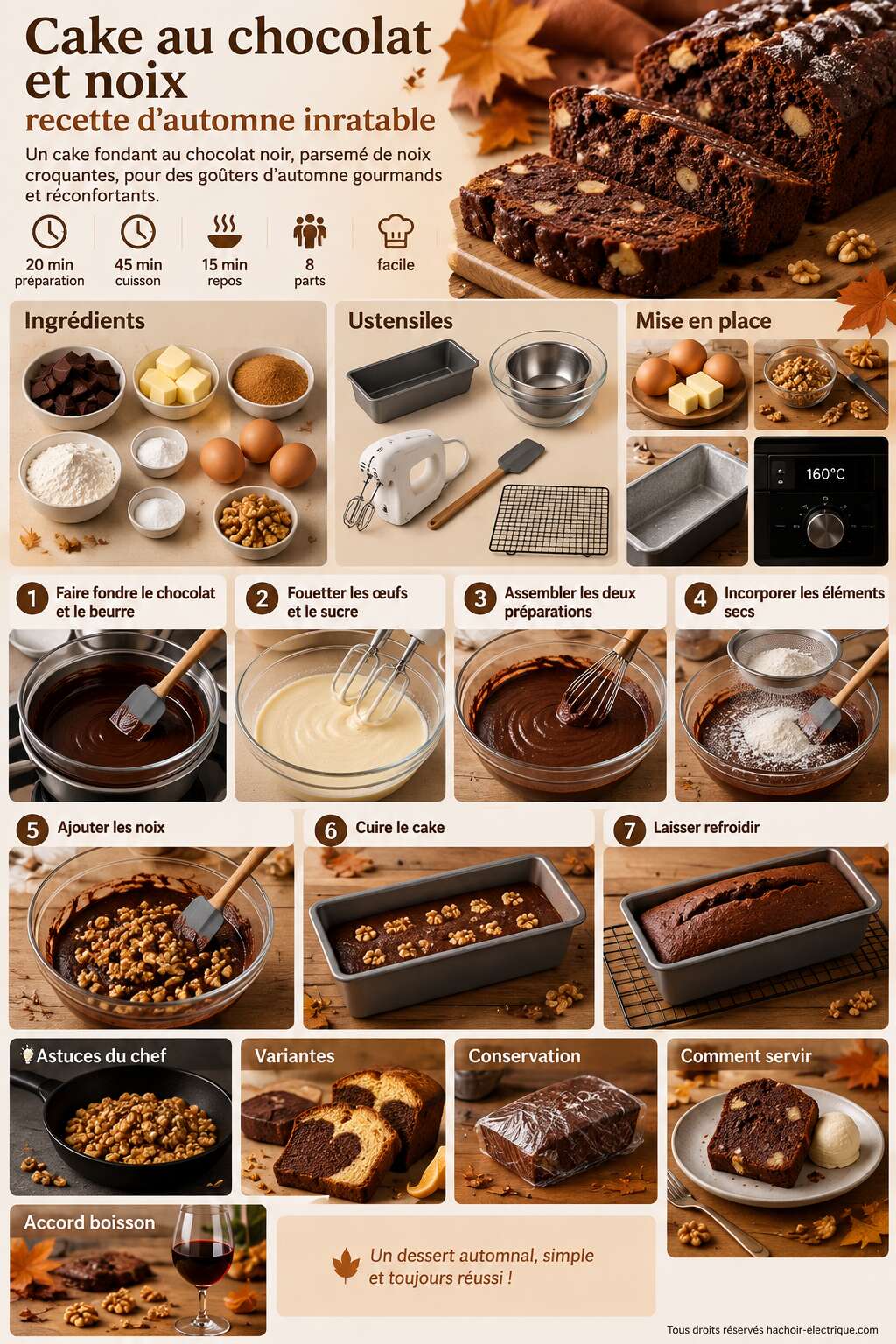 Fiche recette Cake au chocolat et noix : recette d'automne inratable Fiche recette Cake au chocolat et noix : recette d'automne inratable