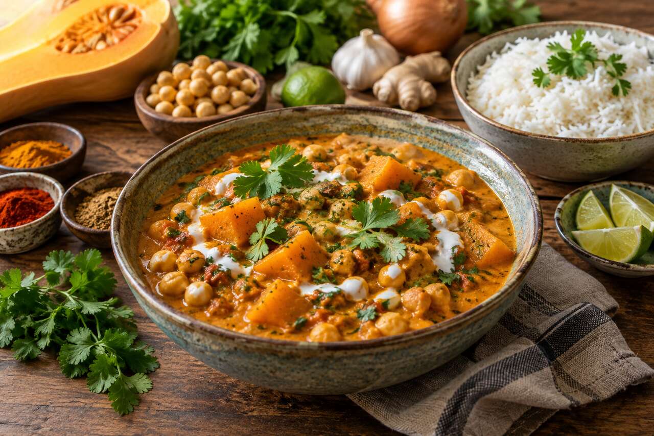 Curry de courge aux pois chiches : recette savoureuse et facile