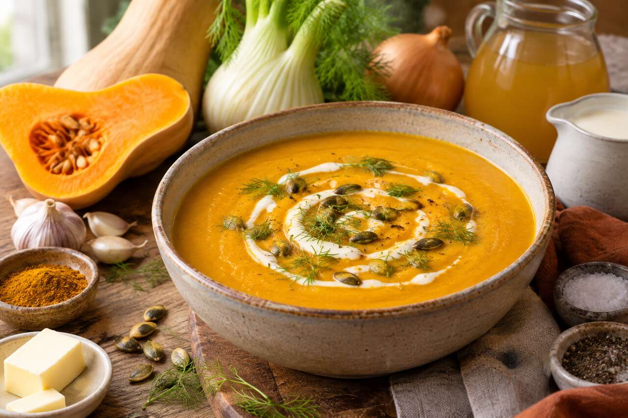 Soupe de potimarron au fenouil et curry : recette automnale délicieuse